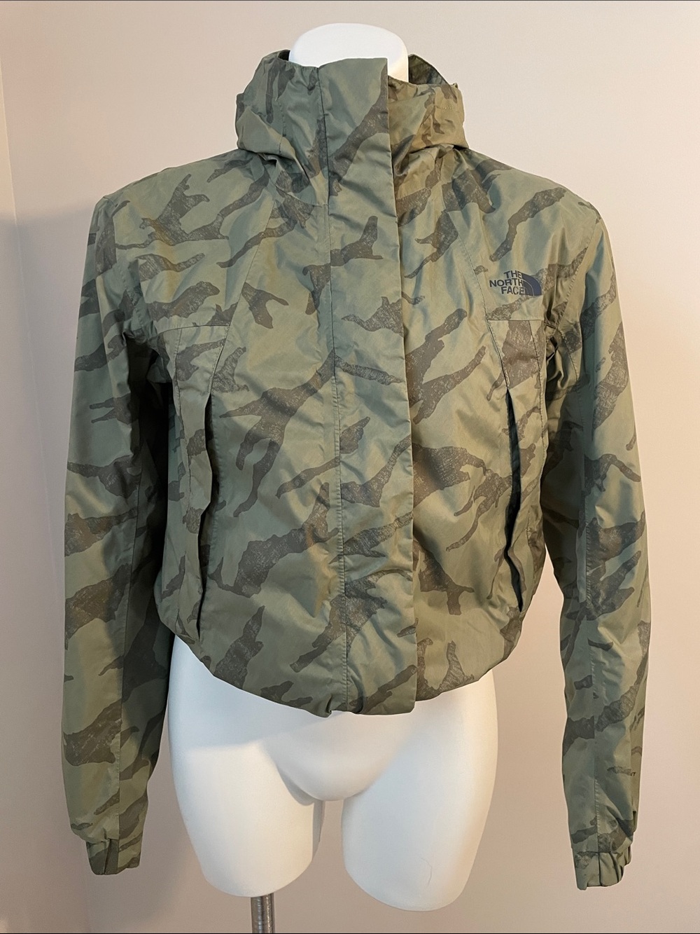 The North Face Women's Olive Camo Hooded Bomber Jacket